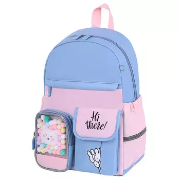 Рюкзак Brauberg PASTEL Friendly bunnies, формоустойчивая, 1 отделение, голубой\розовый (271423)