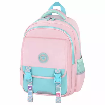 Рюкзак Brauberg SNAP Light pink, анатомическая, вентилируемая, формоустойчивая спинка, 2 отделения, бирюзовый/светло-розовый (272067)