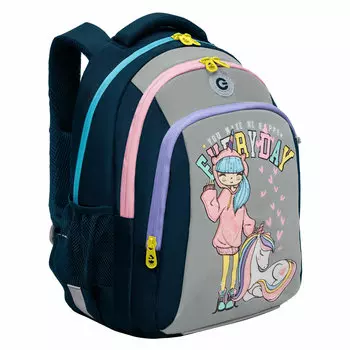 Рюкзак GRIZZLY RG-61 EVERY DAY, анатомическая, вентилируемая спинка, 3 отделения, синий (RG-461-2/2)