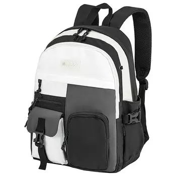 Рюкзак HEIKKI BLOCKS, 2 отделения, черный/серый/белый (272563)