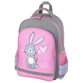 Рюкзак ПИФАГОР SCHOOL Adorable bunny, формоустойчивая, 1 отделение, серый/розовый (270654)