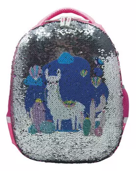 Рюкзак Silwerhof Пайетки лама, анатомическая, вентилируемая спинка, 2 отделения, розовый (830880)