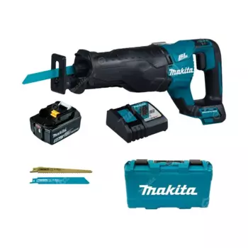 Сабельная пила Makita DJR187RT, аккумуляторная, подсветка, Li-Ion, 18 В, 5 А·ч, бесключевая замена оснастки (DJR187RT)