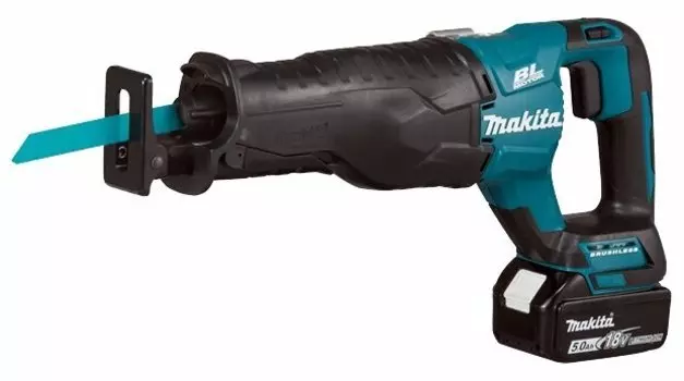 Сабельная пила Makita DJR187RTE, аккумуляторная, подсветка, Li-Ion, 18В, 5 А·ч, бесключевая замена оснастки