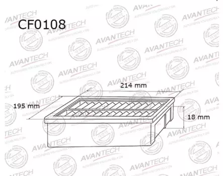 Салонный фильтр Avantech для Iveco, Toyota (CF0108)