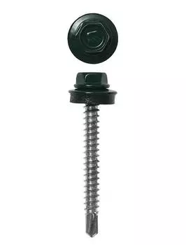 Саморез кровельный дерево 4.8мм x 65мм, оцинкованное покрытие, с шайбой, RAL-6005 зеленый насыщенный, 180шт., ЗУБР (4-300315-48-065-6005)