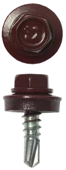 Саморез кровельный для металлических конструкций 5.5мм x 25мм, цинковое покрытие, с шайбой, RAL-3005 темно-красный, 1800шт., ЗУБР Профессионал (4-300310-55-025-3005)