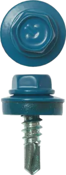 Саморез кровельный для металлических конструкций 5.5мм x 25мм, цинковое покрытие, с шайбой, RAL-5009 небесно-голубой, 420шт., ЗУБР (4-300315-55-025-5009)