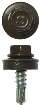 Саморез кровельный для металлических конструкций 5.5 мм x 2.5 см, цинковое покрытие, с шайбой, RAL 8028 земельно-коричневый, 1800 шт., ЗУБР (4-300310-55-025-8028)