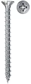 Саморез с потайной головкой по дереву 4 мм x 4 см, синее пассивирование покрытие, серебристый, 200 шт., Fischer FPF CZF (670203)