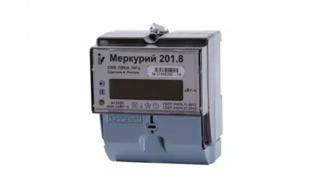 Счетчик электроэнергии INCOTEX Меркурий 201.8, однофазный, однотарифный, класс точности: 1.0, ЖКИ, 5 А/80 А (32681)