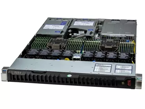 Сервер Supermicro 121H-TNR, 2xIntel Xeon Silver 4510 (up2), 4x32Gb RAM, 1x960Gb SATA SSD, 12x2.5" HS, AOC-S3908L-H8IR-16DD, noDVD, 2xGLAN, IPMI, 2x1200 Вт (up2), 1U (SYS-121H-TNR,)