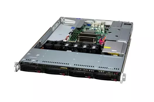 Сервер Supermicro 511R-W, 1xIntel Xeon E-2456, 1x32Gb RAM, 1x480Gb SATA SSD, 4x3.5" HS, noDVD, 2xGLAN, IPMI, 1x600 Вт (up2), 1U (SYS-511R-W.)