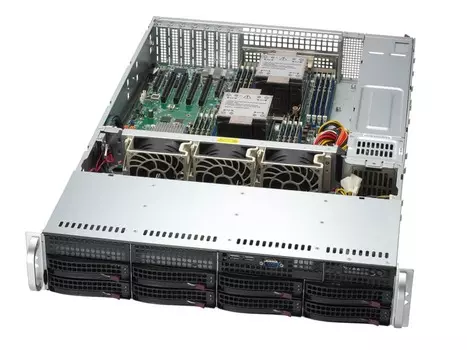 Сервер Supermicro 621P-TRT, 2xIntel Xeon Silver 4510 (up2), 2x32Gb RAM, 1x480Gb SATA SSD, 8x3.5" HS, noDVD, 2x10GLAN, IPMI, 2x1200 Вт (up2), 2U (SYS-621P-TRT,)
