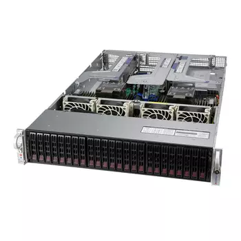 Сервер Supermicro SuperServer 220U-TNR, 2xIntel Xeon Gold 6330, 4x64Gb RAM, 2x960Gb NVMe SSD, 24x2.5" HS, noDVD, 2x10GLAN, 2x10GLAN SFP+, IPMI, 2x1600 Вт, 2U (SYS-220U-TNR.)