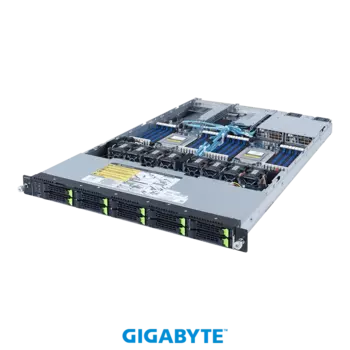 Серверная платформа Gigabyte R182-Z93, 2xSocket SP3, 32xDDR4, 10x2.5 HDD HS, 1xM.2-PCI-E, 2x1 Гбит/c, AMI MegaRAC SP-X, Redundant 2x1200 Вт, 1U (6NR182Z93MR-00-A00)