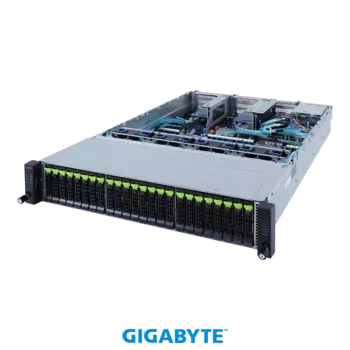 Серверная платформа Gigabyte R282-NO0, 2xSocket4189, 32xDDR4, 24x2.5 HDD HS + 2x2.5 HS, 2x1 Гбит/c, IPMI, Redundant 2x1600 Вт, 2U (6NR282NO0MR-00)
