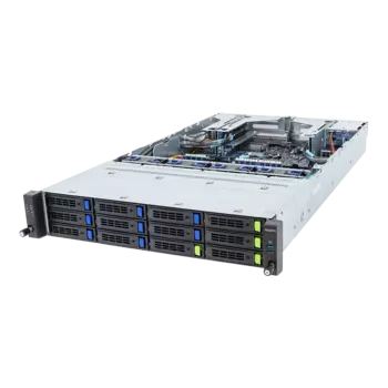 Серверная платформа Gigabyte R283-S91-AAJ1, 2xSocket4677, 32xDDR5, 12x2.5/3.5 HDD HS + 2x2.5 HS, 2xGLAN, AMI MegaRAC SP-X, Redundant 2x2000 Вт, 2U (6NR283S91DR000AAJ1)