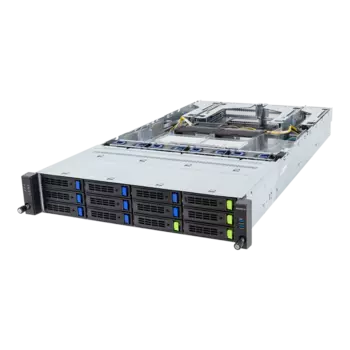 Серверная платформа Gigabyte R283-S93-AAL1, 2xSocket4677, 32xDDR5, 12x2.5/3.5 HDD HS, 2xGLAN, GMC, Redundant 2x2700 Вт, 2U (6NR283S93DR000AAL1)