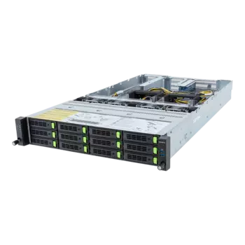 Серверная платформа Gigabyte R283-SF0, 2xSocket4677, 32xDDR5, 12x2.5/3.5 HDD HS, No LAN, AMI MegaRAC SP-X, Redundant 2x2700 Вт, 2U (R283-SF0-AAL1)