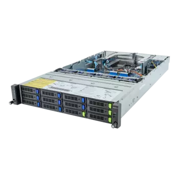 Серверная платформа Gigabyte R283-Z91, 2xSocket SP5, 24xDDR5, 12x2.5/3.5 HDD HS + 2x2.5 HS, 3-PCI-E, 2xGLAN, AMI MegaRAC SP-X, Redundant 2x1600 Вт, 2U (R283-Z91-AAD1)