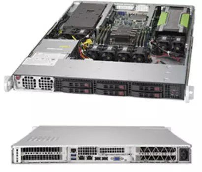Серверная платформа SuperMicro 1019GP-TT, 1xSocket3647, 6xDDR4, 6x2.5 HDD HS, 2x10GLAN, IPMI, 1x1400W, 1U (SYS-1019GP-TT)