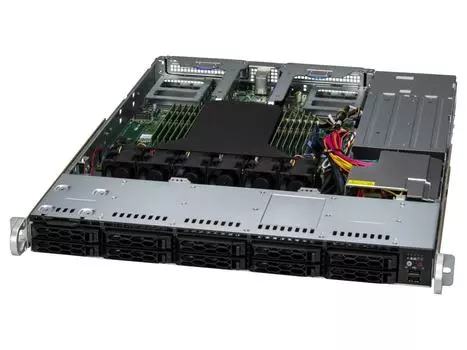 Серверная платформа SuperMicro 1115CS-TNR, 1xSocket SP5, 12xDDR5, 10x2.5 HDD HS, 2xM.2-PCI-E, 2x10GLAN, 2x10G SFP+, IPMI, Redundant 2x860 Вт, 1U (AS -1115CS-TNR)
