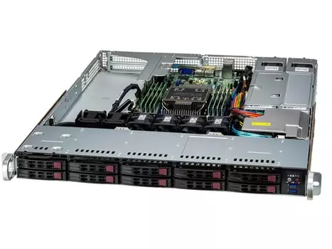 Серверная платформа SuperMicro 111E-WR, 1xSocket4677, 8xDDR5, 10x2.5 HDD HS, 1xM.2-PCI-E, 2xGLAN, IPMI, Redundant 2x860 Вт, 1U (SYS-111E-WR)
