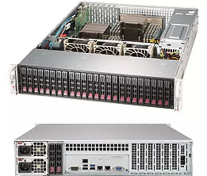 Серверная платформа SuperMicro 2029P-ACR24H, 2xSocket3647, 16xDDR4, 24x2.5 HDD HS, 2xM.2, Broadcom 3108, 2x10GLAN, IPMI, Redundant 2x1200 Вт, 2U (SSG-2029P-ACR24H)