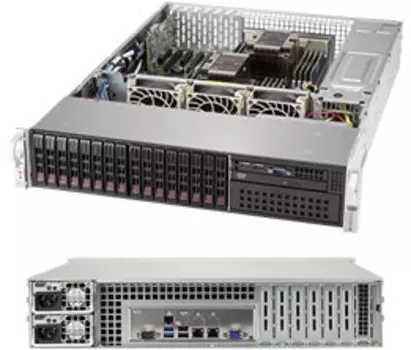 Серверная платформа SuperMicro 2029P-C1R, 2xSocket3647, 16xDDR4, 16x2.5 HDD HS, 1xM.2, Broadcom 3108, 2GLAN, IPMI, Redundant 2x1200 Вт, 2U (SYS-2029P-C1R)