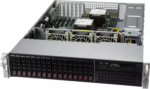 Серверная платформа SuperMicro 220P-C9RT, 2xSocket4189, 16xDDR4, 16x2.5 HDD HS, 1xM.2-PCI-E, AOC-S3908L-H8iR-16DD, 2x10GLAN, IPMI, Redundant 2x1200 Вт, 2U (SYS-220P-C9RT)