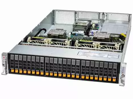Серверная платформа SuperMicro 221H-TN24R, 2xSocket4677, 32xDDR5, 24x2.5 HDD HS, 2xM.2-PCI-E, No LAN, IPMI, Redundant 2x1600 Вт, 2U (SYS-221H-TN24R)