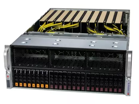 Серверная платформа SuperMicro 421GE-TNRT, 2xSocket4677, 32xDDR5, 16x2.5 HDD HS, 2xM.2-PCI-E, 2x10GLAN, IPMI, Redundant 4x2700 Вт, 4U (SYS-421GE-TNRT)