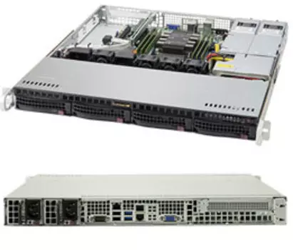 Серверная платформа SuperMicro 5019P-MR, 1xSocket3647, 6xDDR4, 4x3.5 HDD HS, 1xM.2, 2GLAN, IPMI, Redundant 2x400 Вт, 1U (SYS-5019P-MR)