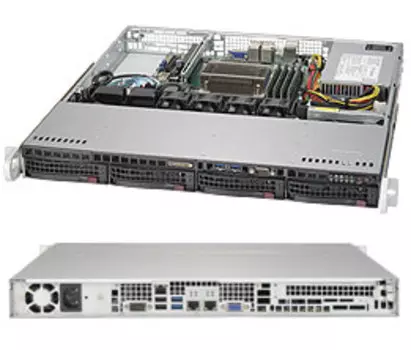 Серверная платформа SuperMicro 5019S-M, 1xSocket1151, 4xDDR4, 4x3.5 HDD HS, 1xM.2, 2GLAN, IPMI, 1x350 Вт, 1U (SYS-5019S-M)