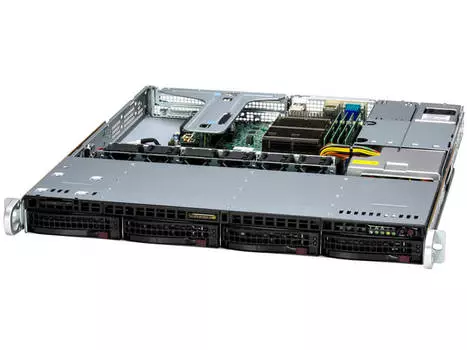 Серверная платформа SuperMicro 511R-M, 1xSocket1700, 4xDDR5, 4x3.5 HDD HS, 2xM.2-PCI-E, 2xGLAN, IPMI, Redundant 2x600 Вт, 1U (SYS-511R-M)
