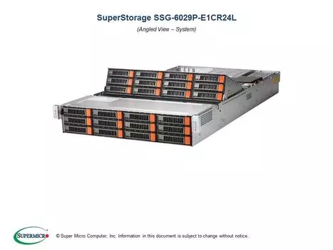 Серверная платформа SuperMicro 6029P-E1CR24L, 2xSocket3647, 24xDDR4, 24x3.5 HDD HS + 2x2.5 HS, Broadcom 3008, No LAN, IPMI, Redundant 2x1600 Вт, 2U (SSG-6029P-E1CR24L)