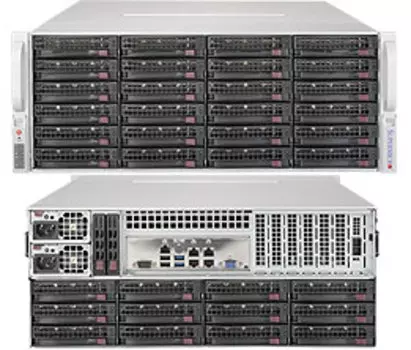 Серверная платформа SuperMicro 6049P-E1CR36H, 2xSocket3647, 16xDDR4, 36x3.5 HDD HS, 1xM.2, Broadcom 3108, 2x10GLAN, IPMI, Redundant 2x1200 Вт, 4U (SSG-6049P-E1CR36H)