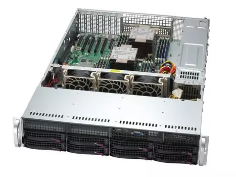 Серверная платформа SuperMicro 621P-TR, 2xSocket4677, 16xDDR5, 8x3.5 HDD HS, 2xM.2-PCI-E, 2xGLAN, IPMI, Redundant 2x1200 Вт, 2U (SYS-621P-TR)