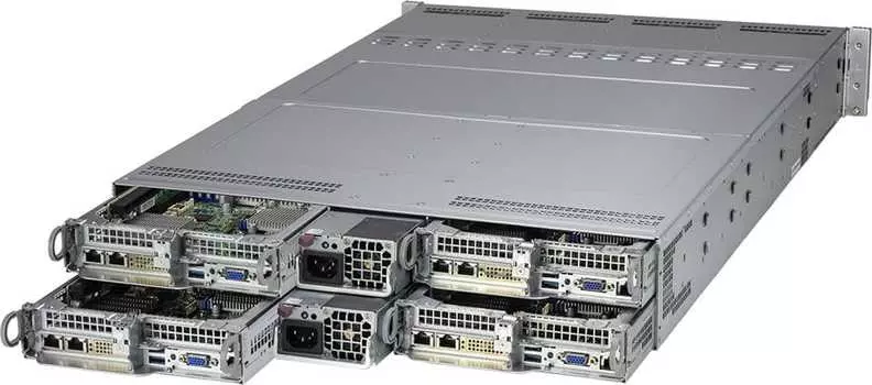 Серверная платформа SuperMicro Twin SuperServer, 2xSocket4189, 16xDDR4, 3x3.5 HDD HS, 2xM.2-PCI-E, 2x10GLAN, IPMI, Redundant 2x2200 Вт, 2U (SYS-620TP-HTTR)