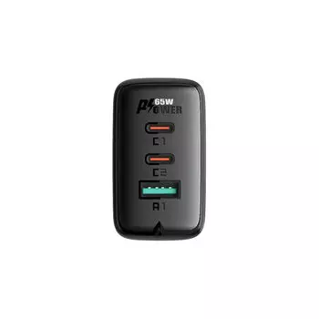 Сетевое зарядное устройство Acefast A13 65Вт, USB, 2xUSB type-C, Quick Charge, PD, 3A, черный (AF-A13-BK), USB Type-C - USB Type-C