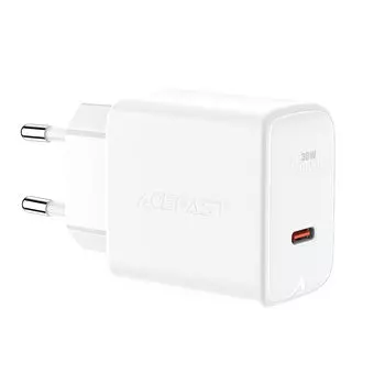 Сетевое зарядное устройство Acefast A21 30Вт, USB type-C, Quick Charge, PD, 3A, белый (AF-A21-WH)