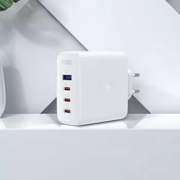 Сетевое зарядное устройство Acefast A37 100Вт, USB, 3xUSB type-C, Quick Charge, PD, 5A, белый (AF-A37-WH), USB Type-C - USB Type-C