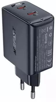 Сетевое зарядное устройство Acefast A49 35 Вт, EU, 2xUSB type-C, Quick Charge, PD, черный (AF-A49-BK)