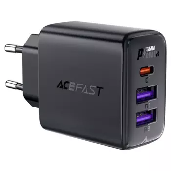 Сетевое зарядное устройство Acefast A57 35 Вт, 2xUSB, EU, USB type-C, Quick Charge, PD, черный (AF-A57-BK)
