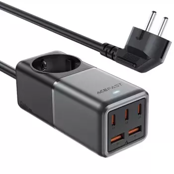 Сетевое зарядное устройство Acefast Z2 75 Вт, 2xUSB, EU, 3xUSB type-C, PD, черный (AF-Z2-GY), кабель сетевой 1.5м