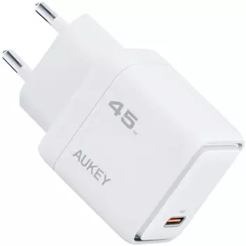 Сетевое зарядное устройство Aukey Comet 45 Вт, EU, USB type-C, Quick Charge, PD, белый (AWC-PA-C2W)