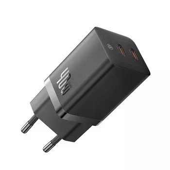 Сетевое зарядное устройство BASEUS CCGP180101 40 Вт, EU, 2xUSB type-C, Quick Charge, черный (BAS-CCGP180101)