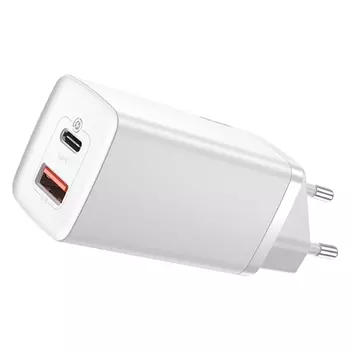 Сетевое зарядное устройство BASEUS GaN2 lite 65 Вт, USB, EU, USB type-C, Quick Charge, PD, белый (CCGAN2L-B02)