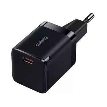 Сетевое зарядное устройство BASEUS GaN3 Fast Charger 1C 30W CCGN010101 30 Вт, EU, USB type-C, Quick Charge, черный (CCGN010101)